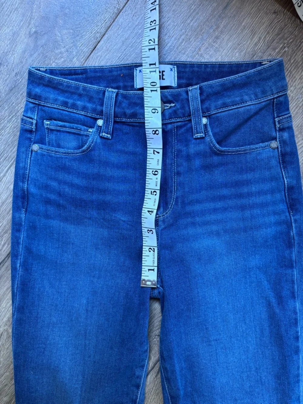 PAIGE Hoxton Slim Crop Jeans 25 High Rise Raw Hem Medium Wash - Picture 11 of 15